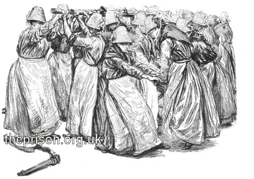 Fire pump drill, Woking Female Prison, 1889.